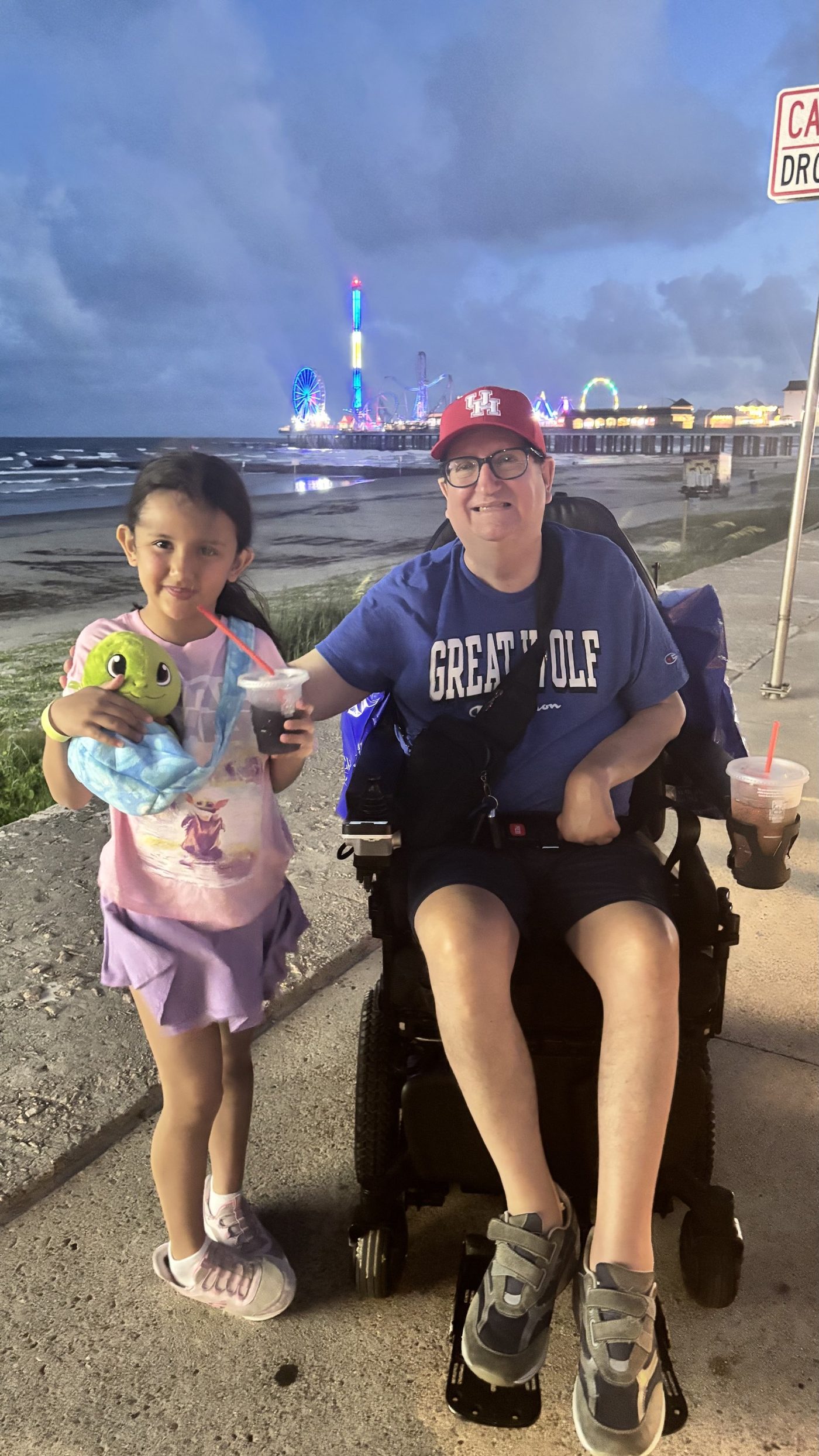 Grandpa James with family at the beach